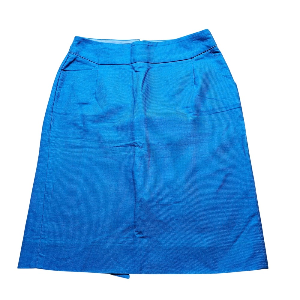 J.Crew The Pencil Skirt Cobalt Blue Textured Knee Length Career Pockets Size 6